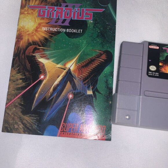 vintage video game Gradius III(Super Nintendo SNES,1991) CIB w/booklet No Poster - Picture 6 of 8